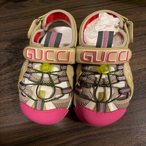 Gucci Tinsel 運動涼鞋 米色 魔鬼氈 36.5