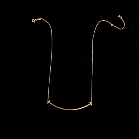 Tiffany T系列 玫瑰金大號微笑項鍊 大U
