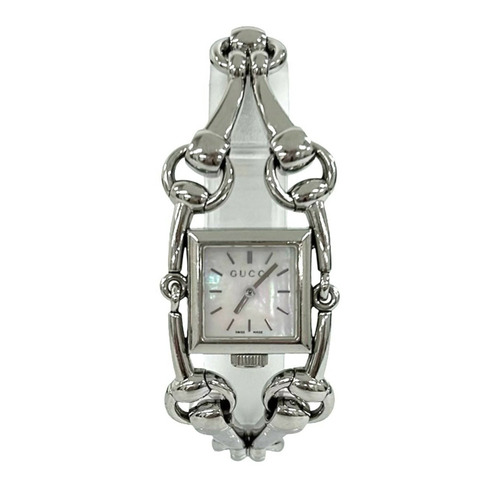 GUCCI Signoria 不鏽鋼石英腕錶，銀色，34731