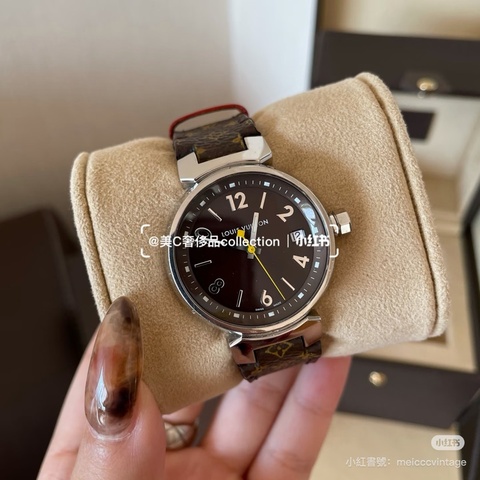 Louis Vuitton • 經典Tambour Brun石英女表 28mm