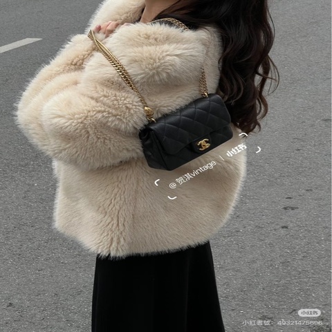 香奈兒Chanel23p荔枝牛皮愛心調節扣方胖子小號19公分