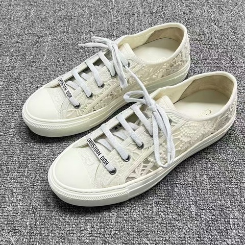 迪奧 Dior Walk'n'dior 白色蕾絲刺繡低幫板鞋 39.5碼