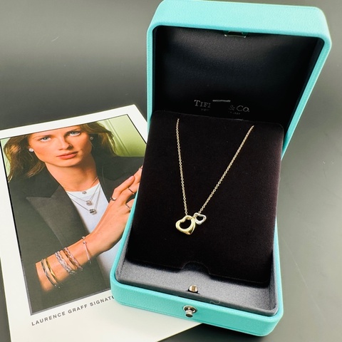 TIFFANY & CO.蒂芙尼 Elsa Peretti® Elsa Peretti® 系列 Open Heart 心形設計 18K金 鉑金 項鍊 男女同款情侶款 金色