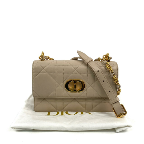 △ DIOR 迪奧 Beige Lambskin Miss Caro Chain Shoulder Bag 淺褐色小羊皮鎖鏈肩背包-267013535
