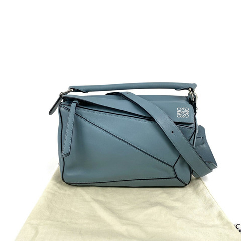 △ LOEWE 羅意威 Blue Calfskin Puzzle 2 way bag 藍色小牛皮兩用袋-267015851