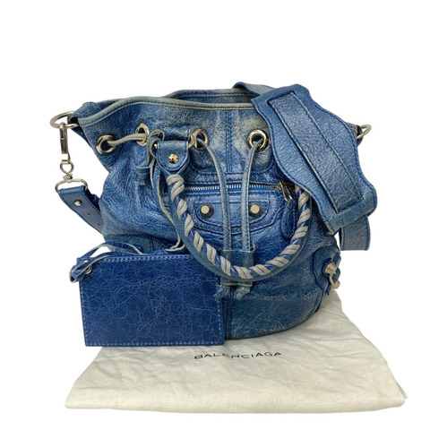 ☆ BALENCIAGA 巴黎世家 Blue Calfskin Giant Mini Pompon 2 way bag 藍色小牛皮兩用袋 285439-267015814