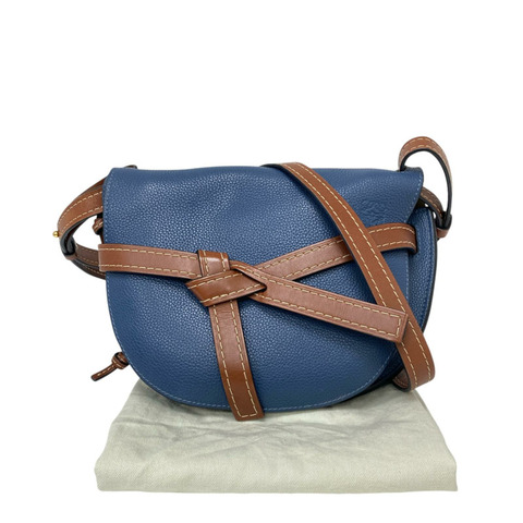 ☆ LOEWE 羅意威 Blue And Brown Calfskin Gate Shoulder Bag 藍色和啡色小牛皮肩背包-267015845