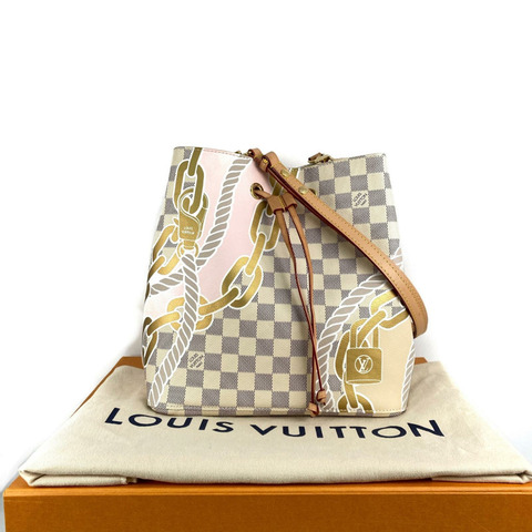 △ LOUIS VUITTON 路易·威登 Beige Coated Canvas Damier Azur NeoNoe MM Nautical Shoulder Bag 米白色塗層帆布經典格紋肩背包 N40474-267015355