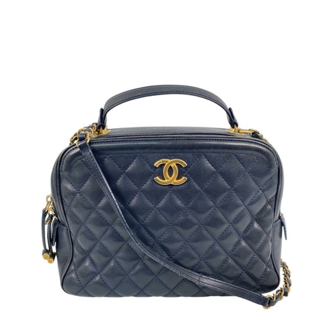 △ CHANEL 香奈兒 Navy Calfskin Gold Tone Metal No.26 2 way bag 深藍色小牛皮金色金屬No.26兩用袋-267015944