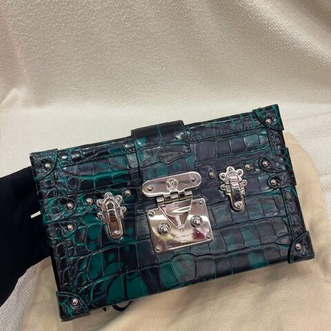 Louis Vuitton 盒子 鱷魚皮 綠色 銀扣