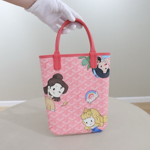 💖Goyard 戈雅 粉色 poitiers mini 手提版，後加設計師塗鴉(迪士尼三公主和城堡)
