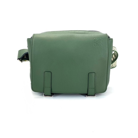 Loewe 羅意威 99新綠色全皮雙口翻蓋郵差包