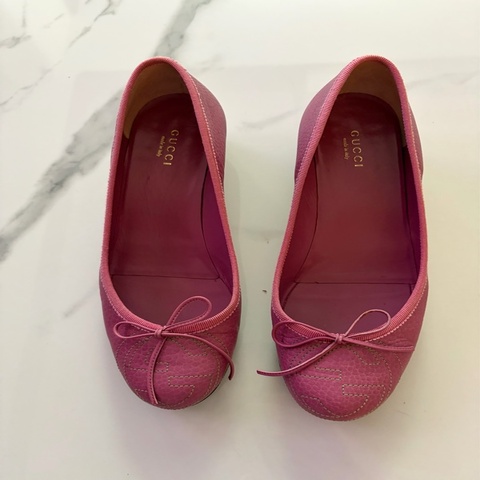 GUCCI 粉紅色牛皮跟鞋