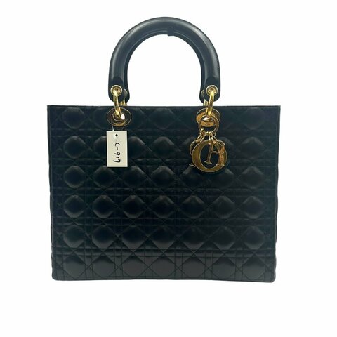 【美收精品】Dior 格紋縫線皮革黛妃包 C-917【隔月月中將轉賣至日本 上架期限30天】