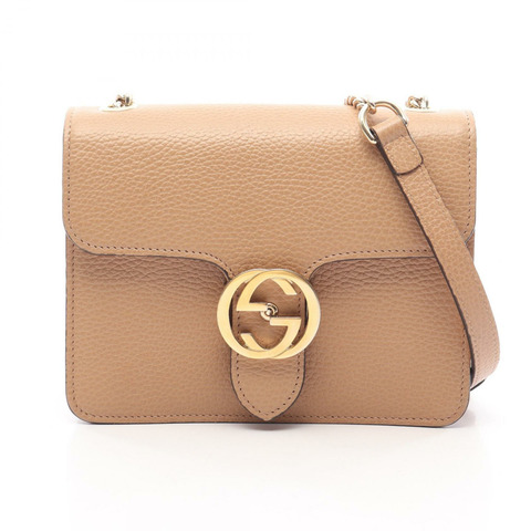 GUCCI 雙G互扣肩挎包 510304 米色皮革 GHW 二手 女士