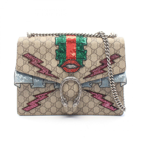 GUCCI Dionysus Re-Edition GG Supreme 鏈條肩背包 400235 帆布絨面革