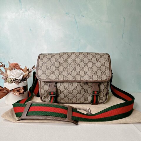 GUCCI GG老花翻蓋郵差包