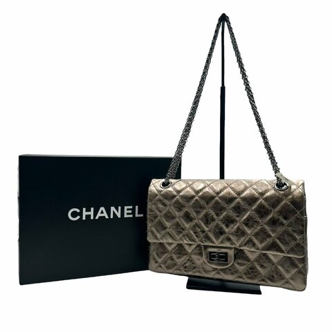【美收精品】Chanel 仿舊金屬感小牛皮雙蓋口蓋包 C-920【隔月月中將轉賣至日本 上架期限30天】