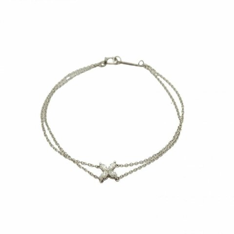 TIFFANY&CO 鑽石pt950Victoria系列花簇四葉草手鏈