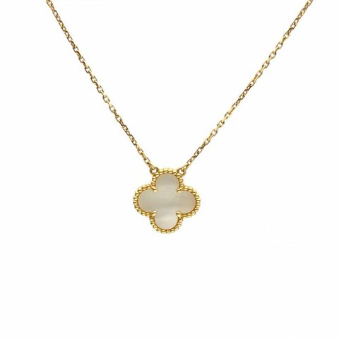 VAN CLEEF&ARPELS VintageAlhambra中號單花項鏈新扣18K黃金/白貝母