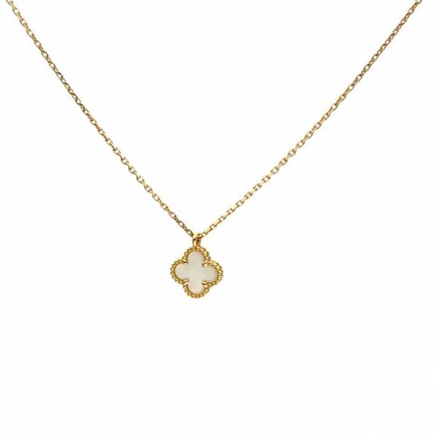 VAN CLEEF&ARPELS SweetAlhambra小號單花項鏈新扣18K黃金/白貝母