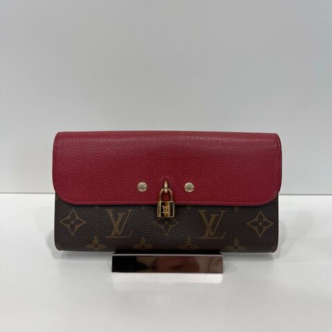 LV M61852 紅拚老花Portofeuille Venus 掀蓋鎖頭長夾