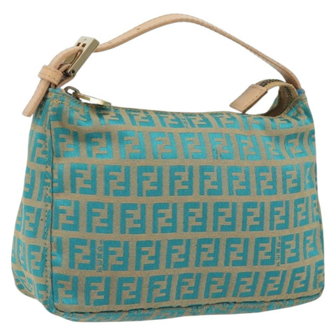FENDI Zucchino帆布手提包 金綠色 正品 195094A
