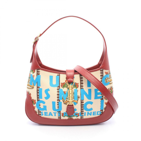 GUCCI New Jackie 1961 Crown 肩背包 636706 帆布皮革 米色 二手