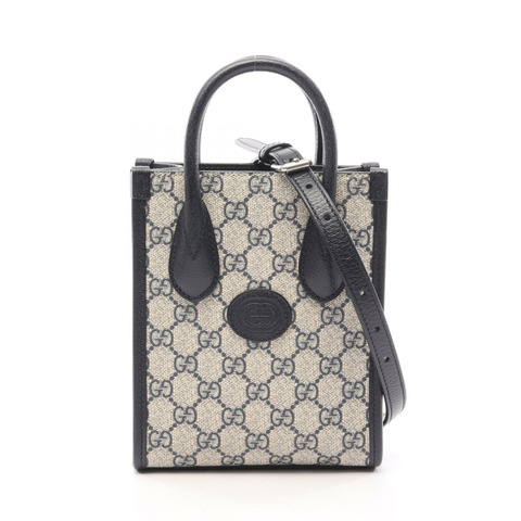 GUCCI 雙G GG Supreme 迷你托特斜背包 671623 帆布 二手