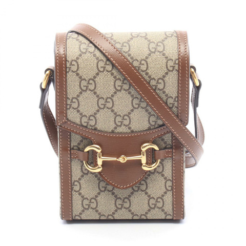 GUCCI 馬關 1955 迷你肩斜背包 625615 帆布皮革 米色 二手