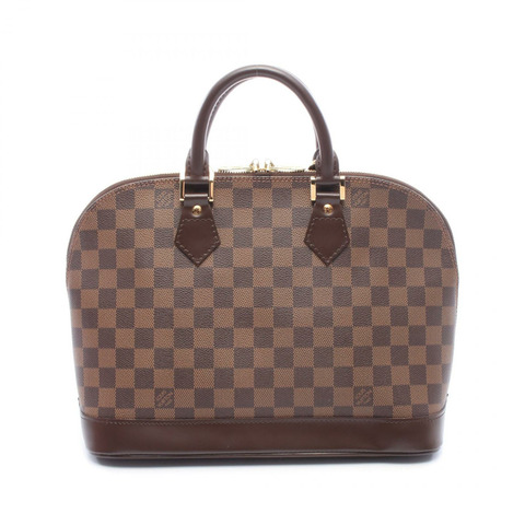 路易威登 Alma 手提包 N51131 Damier 帆布皮革棕色 Ebene 二手女士