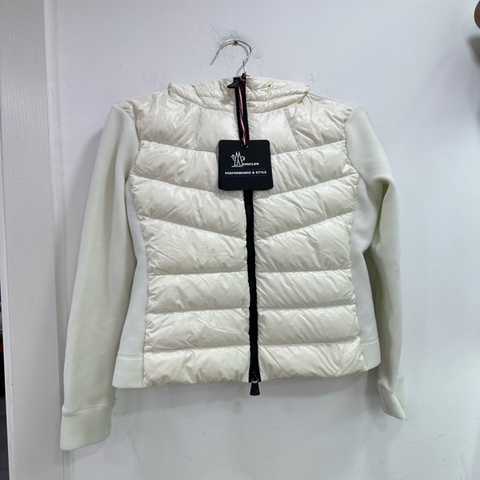 Moncler 盟可睞 女士修身版加襯半羽絨服 戶外抓絨鵝絨連帽拉鍊夾克 L碼 閒置帶吊牌 肩41 胸44 長64
