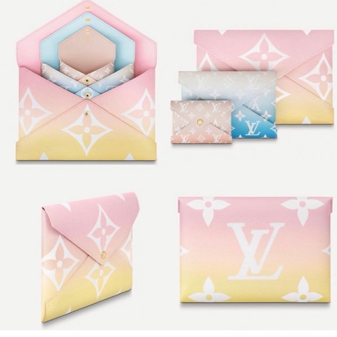 LV m80377路易威登彩虹老花漸變手拿包信封包 Pochette Kirigami