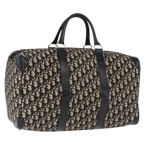 Christian Dior Trotter帆布波士頓包 黑色 金色 正品 195659V
