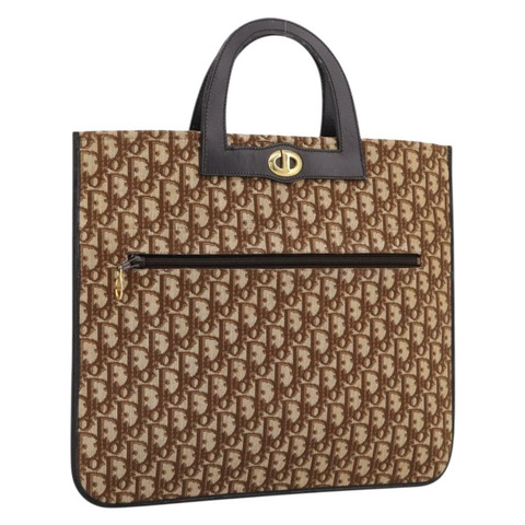 Christian Dior Trotter帆布手提包 米色 金色色調 正品 196433A