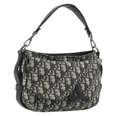 Christian Dior Trotter帆布馬鞍斜紋提花包 海軍藍 正品 ka5797A