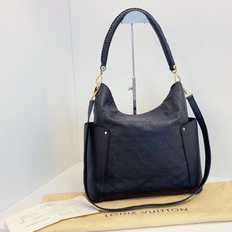 【近新閒置品】99新 LV路易威登 黑金全皮壓花Melie Hobo三用托特包