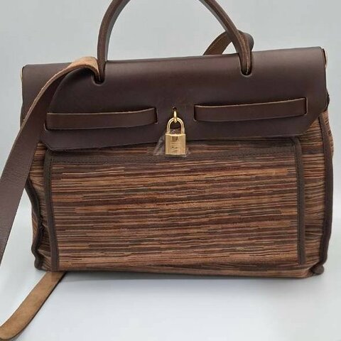 【Hermes】（超經典8月限時優惠）Hermes經典 Herbag 31 巧克力千層皮