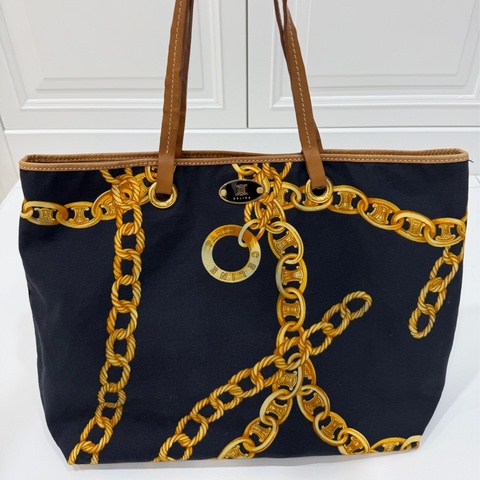 《仙闆名牌精品》CELINE vintage 深藍 托特包 肩背包 手提包 購物包 購物袋 登機袋