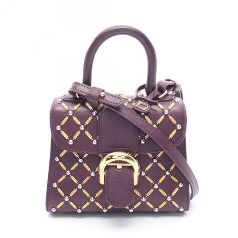 Delvaux Brillant Micro Queen of Desire 手提包，紫色皮革，二手女款