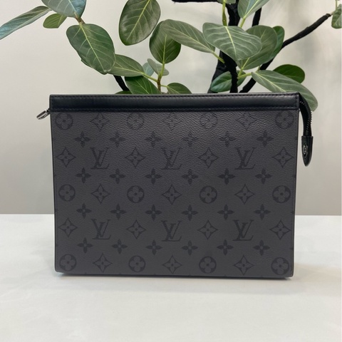 Louis Vuitton 路易威登 LV Pochette Voyage黑灰老花手拿包 尺寸27×21×6cm