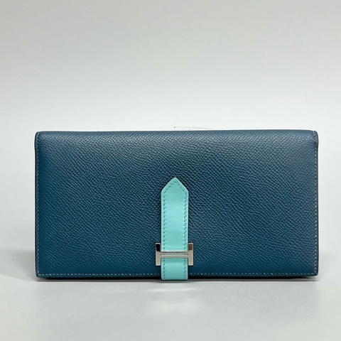 hermes 愛馬仕 H扣藍色長款錢包 X刻 尺寸：18*9cm