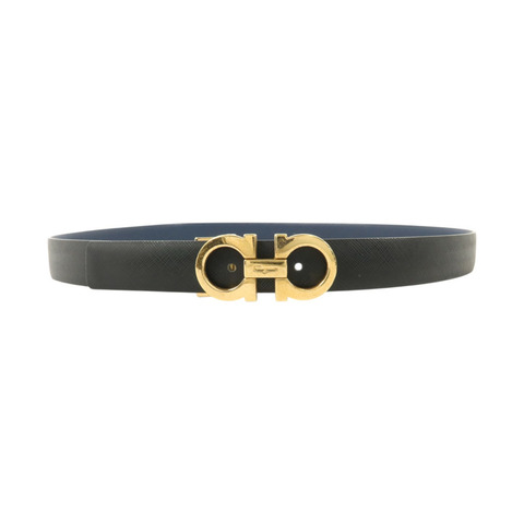 Salvatore Ferragamo Saffiano皮革Ferragamo Reversible Belt 80cm金扣皮帶