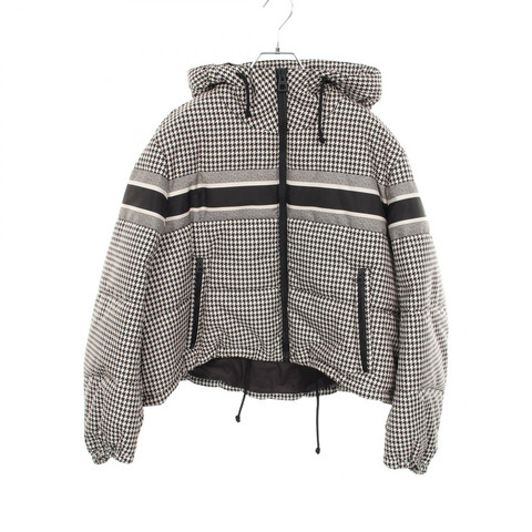 Christian Dior 千鳥格紋連帽羽絨外套 其他外套 057C21A2969 尼龍 黑色 白色 二手 女款