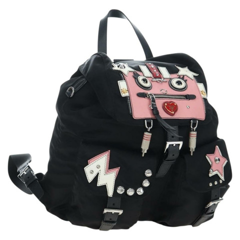 PRADA 機器人背包 尼龍 黑色 銀色 正品 195301V