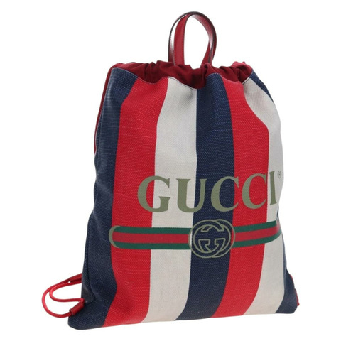 GUCCI 紅色塗層帆布雙肩包 473872 Auth 191969V