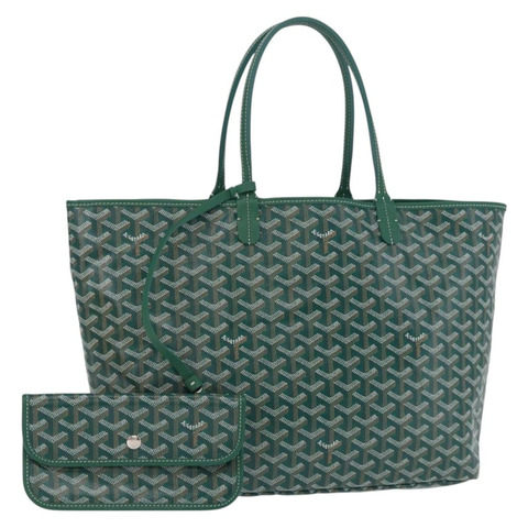 GOYARD 人字紋 Saint Louis PM 手提包 PVC 綠色 正品 BA14601SM