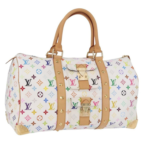 路易威登 Monogram Multicolor Keepall 45 旅行包 白色 M92641 LV 正品 195255SM