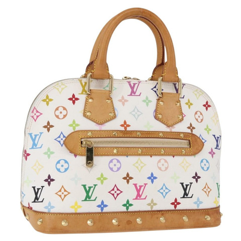 路易威登 Monogram Multicolor Alma 手提包 白色 M92647 LV Auth ka5645V