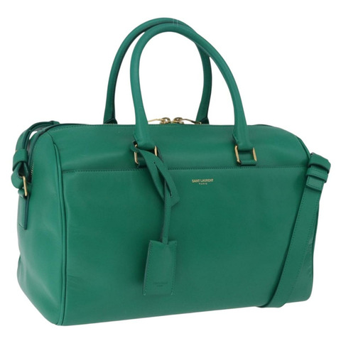 SAINT LAURENT 經典款旅行包 皮革 兩用 綠色/金色 322049 正品 196768V